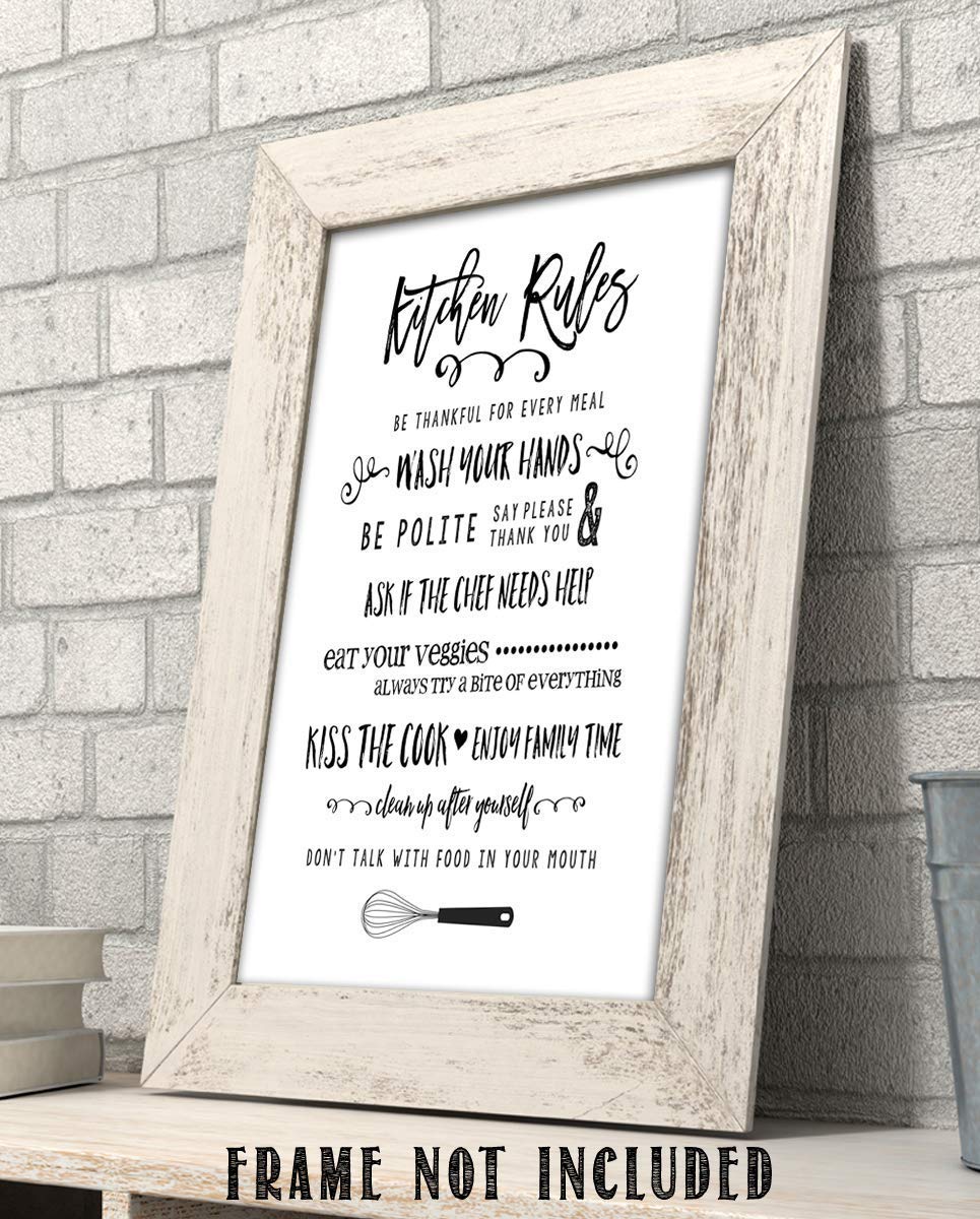 Kitchen Rules for Good Manners- Funny Kitchen Sign- 8 x 10" Print Wall Art- Ready to Frame. Home D?cor &amp; Kitchen D?cor. Fun Reminders For Some Rules To Teach Your Children- Joint Point to Sign :)-