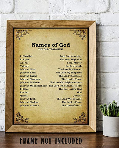 "Names of God- Old Testament-Meanings"- Bible Wall Art. 10 x 8"