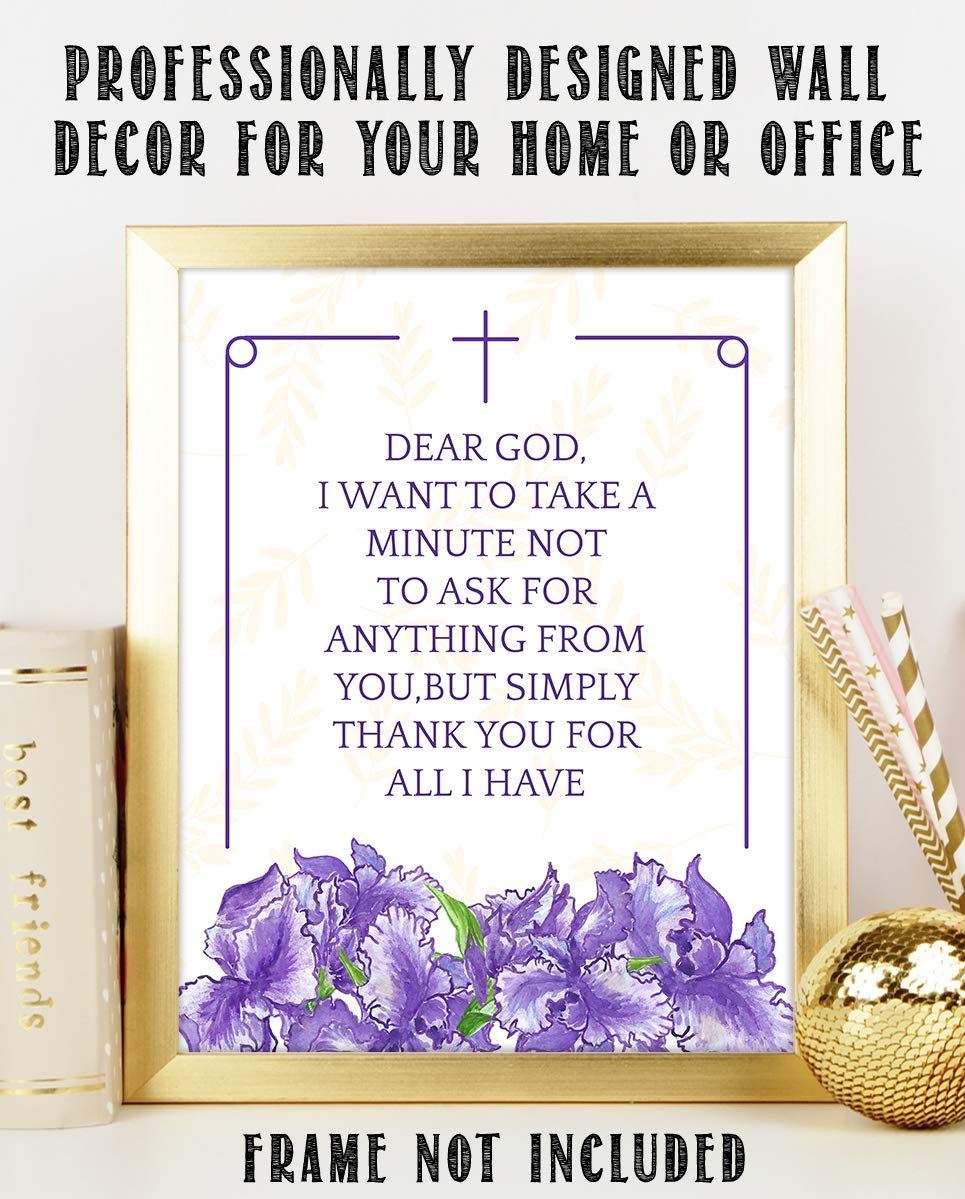 Dear God-Not Asking, But Thanking You For All. 8 x 10"- Spiritual Wall Decor. Modern Floral Typographic Print- Ready to Frame. Home-Office-Church D?cor. Perfect Christian Gift of Gratitude.