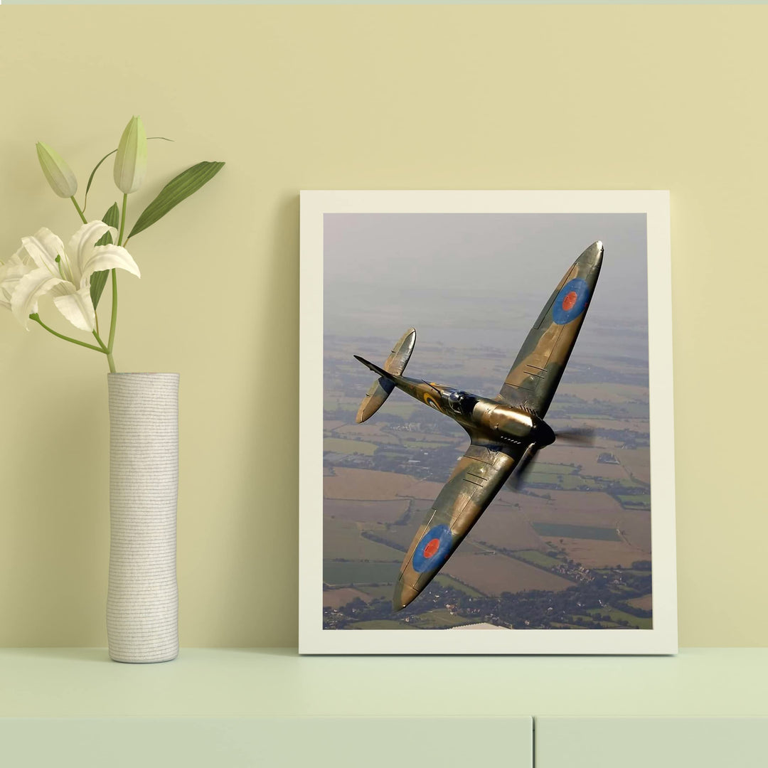 Supermarine Spitfire MK I -Royal Air Force -British Fighter Jet Poster Print -8 x 10" Military Aircraft Wall Decor -Ready to Frame. Home-Office-Military Decor. Perfect Sign for Game Room-Garage-Cave!
