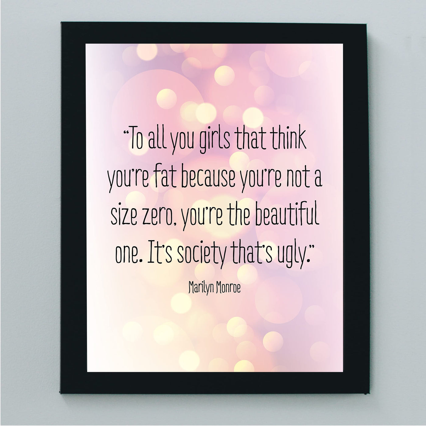 Marilyn Monroe Quotes-"You're the Beautiful One"-Inspirational Quotes Wall Art-8 x 10" Retro Print w/Blurred Lights Design-Ready to Frame. Perfect Home-Office-Studio-Salon Decor. Inspire Confidence!