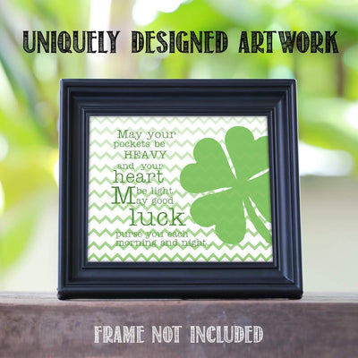 Good Luck Clover & Irish Toast- 8 x 10" Print Wall Art- Ready to Frame. Home D?cor, Kitchen D?cor & Wall Print. Perfect For Bar, Recreation Room & Man Cave. Always Have an Irish Blessing Ready!