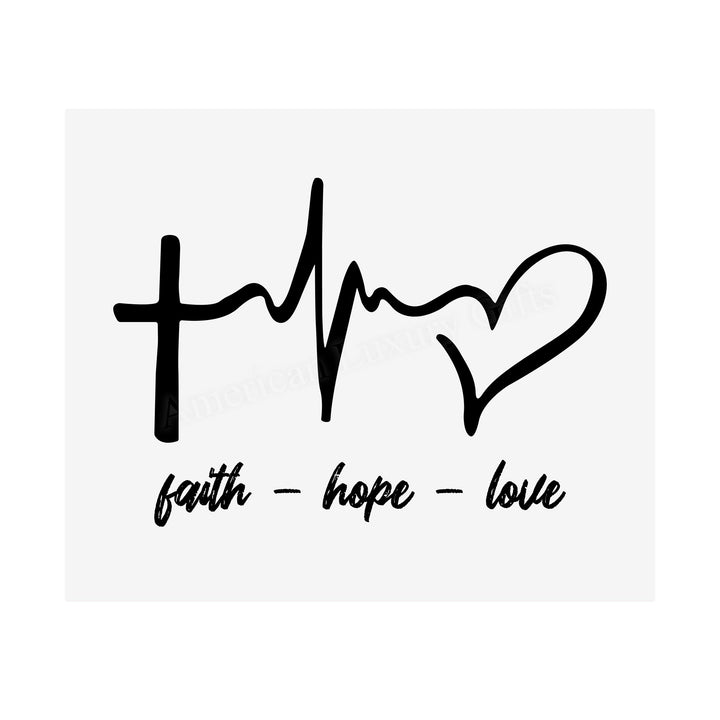 Faith-Hope-Love Spiritual Heartbeat Wall Sign -10 x 8" Christian Poster Print-Ready to Frame. Inspirational Decor for Home-Farmhouse-Office-Clinic-Dorm. Perfect Decorative Gift for Nurses!
