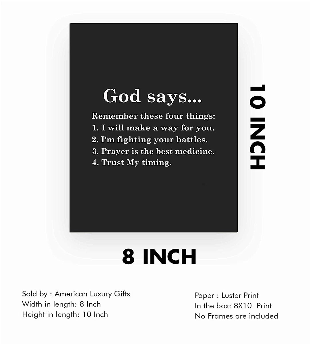“God Says-Remember These Four Things" Inspirational Wall Print-8 x 10"