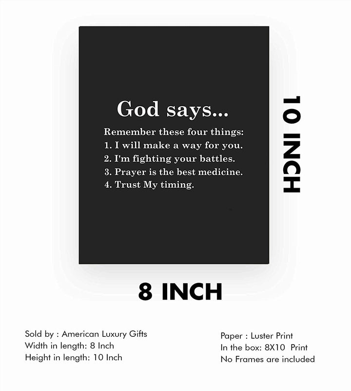 “God Says-Remember These Four Things" Inspirational Wall Print-8 x 10"