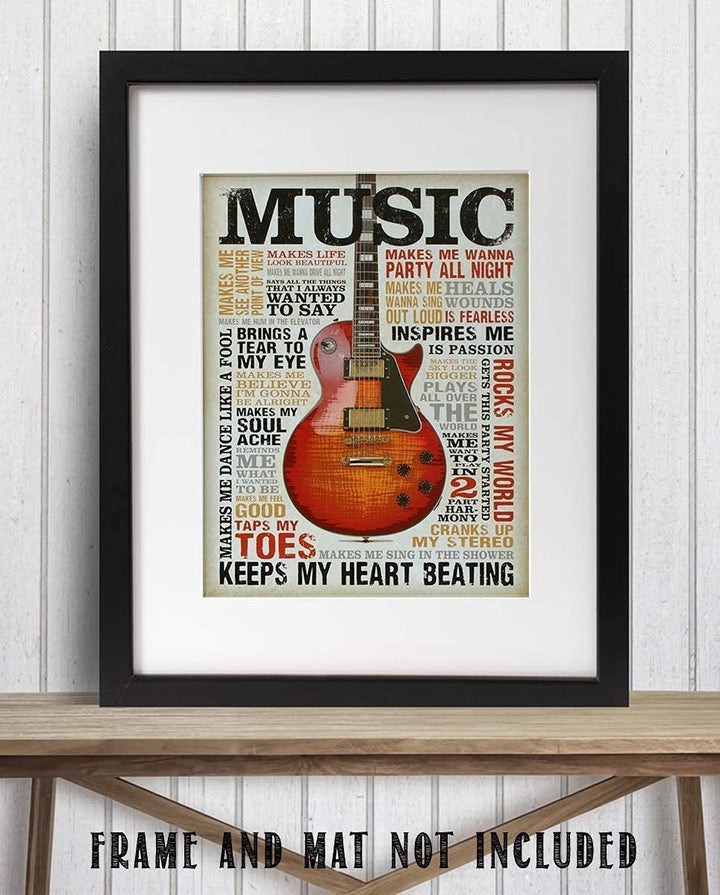 Love of Music- Guitar Quotes Wall Art- 8 x 10 Funny Wall Print- Ready To Frame- Typography Print of Fun Music Sayings. Home Decor- Bar- Man Cave Decor. Perfect Gift for All Music Fans.