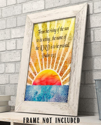 From the Rising of Sun-Name of Lord is Praised!- Psalm 113:3-Bible Verse Wall Art-8x10"-Modern Abstract Design-Scripture Wall Print-Ready to Frame. Home-Office-Church D?cor. Very Fun Christian Gift.