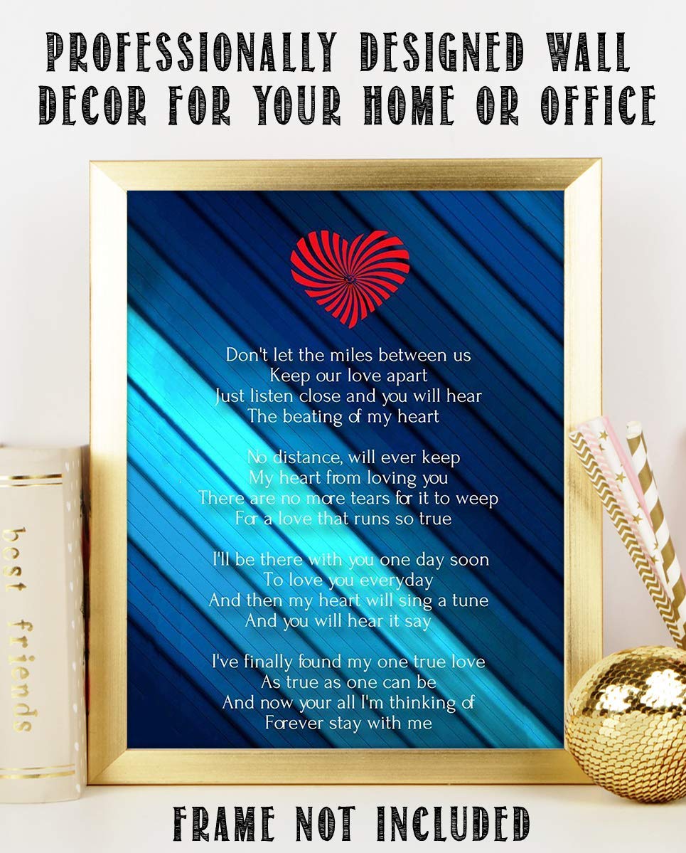 Miles Between Us- Love Letter-Wall Art Print-8 x 10" Wall Decor-Ready to Frame. Modern Typographic Print. Home-Bedroom-Romantic Decor. Let Your True Love Know the Distance Will Not Stop You.