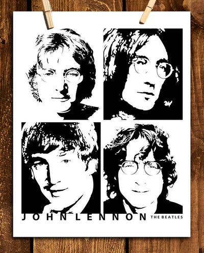 John Lennon 4 Faces-The Beatles Wall Art- 8 x 10 Art Wall Print- Ready to Frame. Modern Home D?cor- Office D?cor. Perfect Gift for Musicians, Beatles Fans & Inspiration.