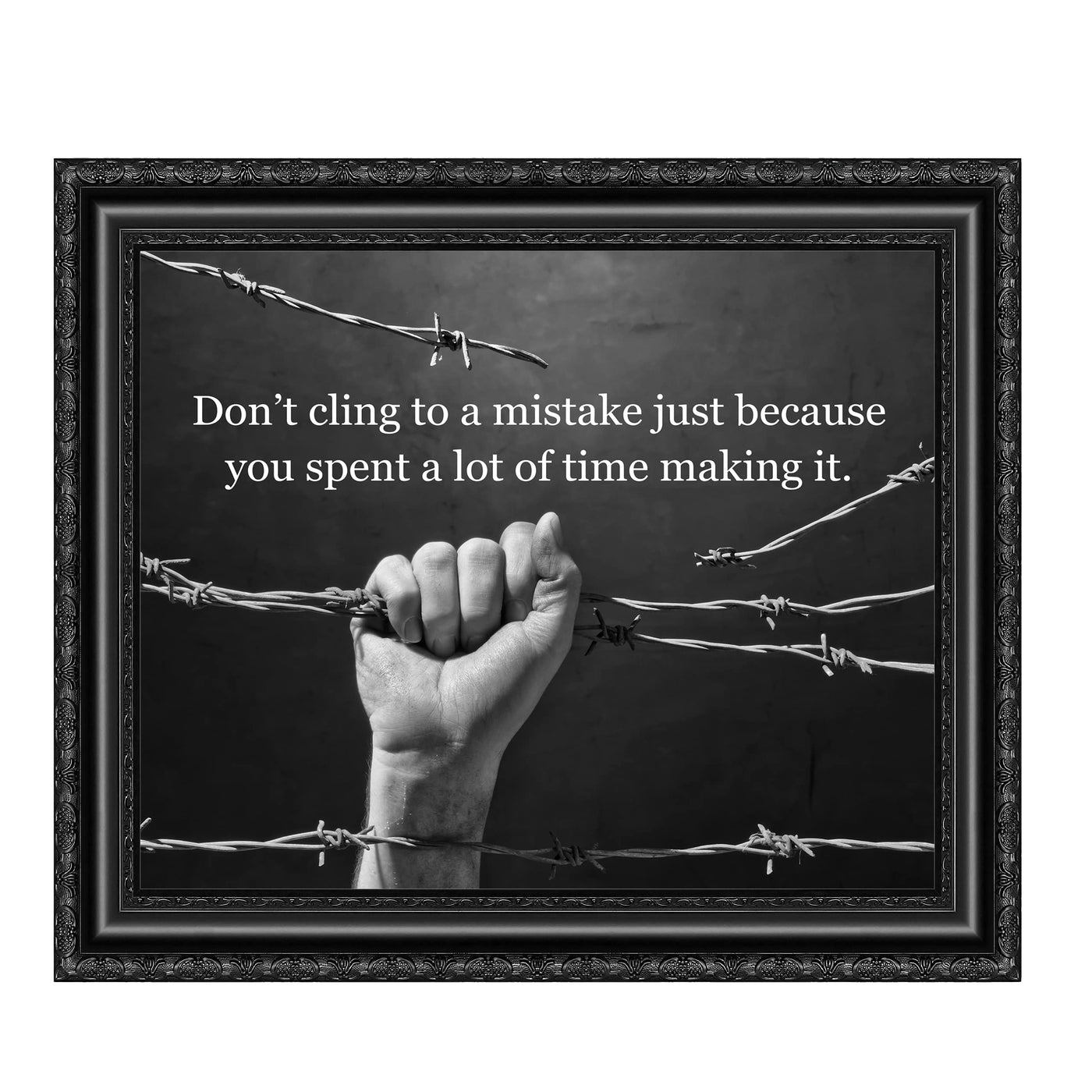 Don't Cling to a Mistake Motivational Wall Decor -10 x 8" Inspirational Quotes Art Print -Ready to Frame. Black & White Photo Print for Home-Office-Desk-School Decor. Perfect Sign for Teachers!