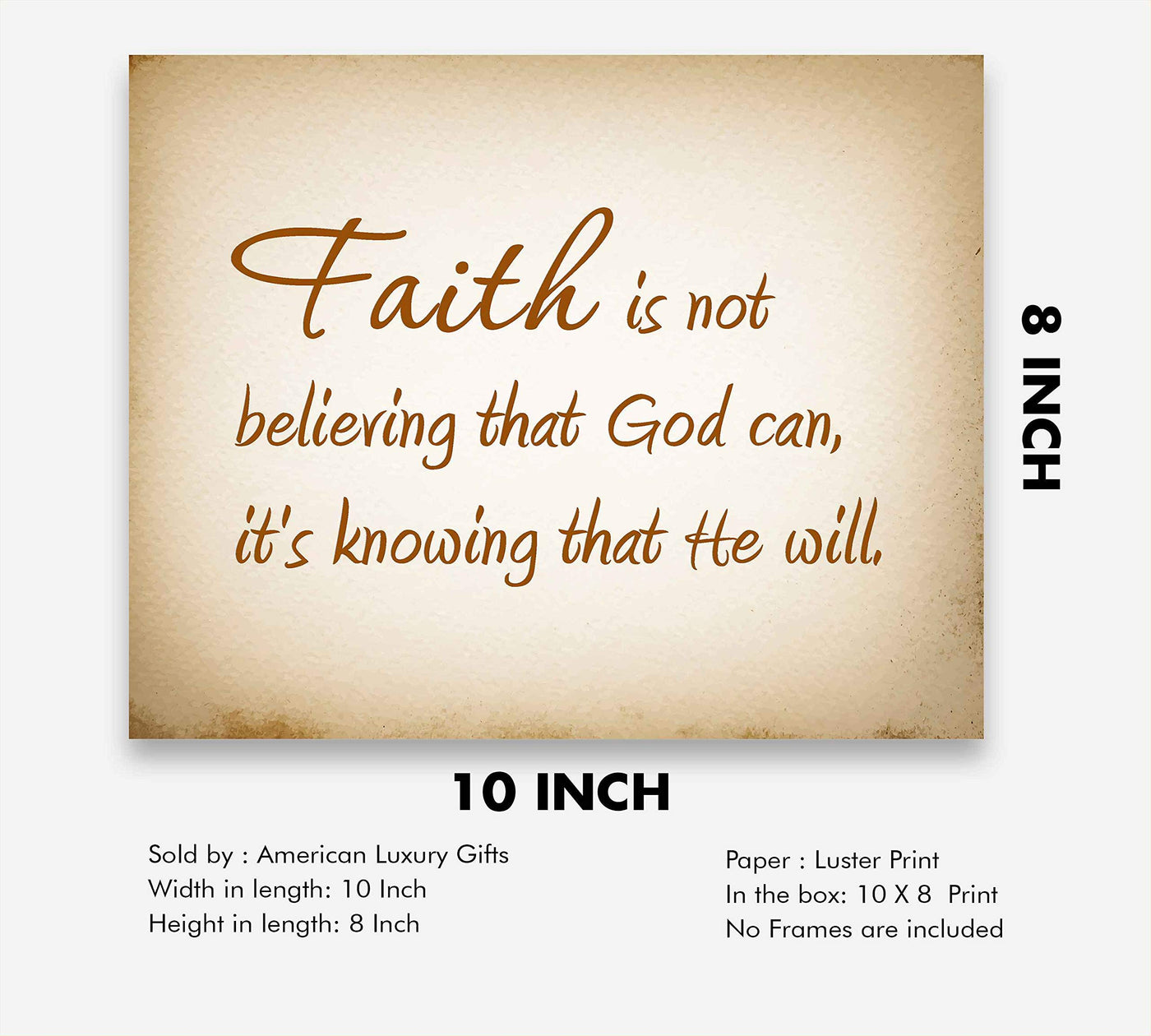 ?Faith Is Knowing God Will" Christian Wall Art Sign-10 x 8" Inspirational Typographic Poster Print-Ready to Frame. Ideal Home-Office-Studio-Church D?cor. Perfect Spiritual Gift. Reminder-Have Faith!