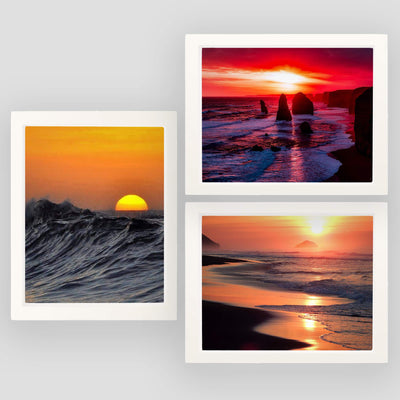 Tropical Beach Sunset Trio- 3 Image Set-Wall Art Prints- 8 x 10"s- Ready to Frame. Beautiful Beach D?cor- Island Beach Sunsets Make the Perfect Art for Any Room. Great Gift for Beach Pictures Wall Art