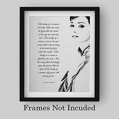 "The Beauty of a Woman"-Audrey Hepburn Quotes- 8 x 10"