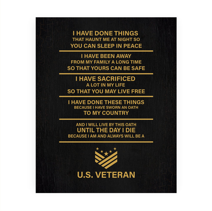 I Will Live By This Oath - US Veteran American Flag Military Wall Art -8 x 10" Patriotic USA Veterans Print -Ready to Frame. Home-Office-Garage-Bar-Shop-Man Cave Decor. Display Your Patriotism!