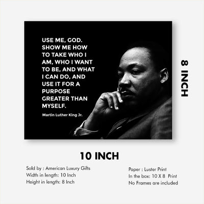 Martin Luther King Jr.-"Use Me God-Show Me How"-Inspirational History Quotes -10 x 8" MLK Silhouette Wall Print-Ready to Frame. Inspirational Home-Office-School-Library Decor. Great Historical Gift!