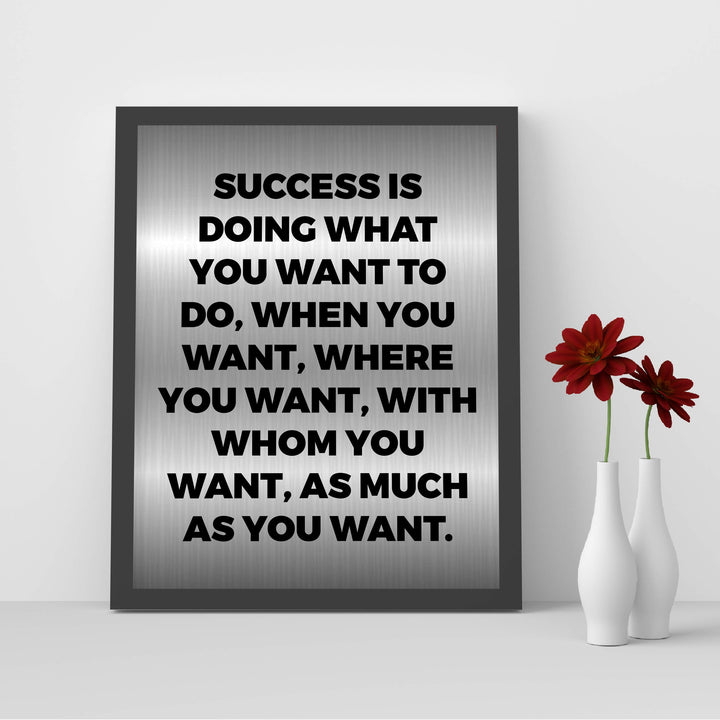 Success Is Doing What You Want Motivational Wall Sign -8 x 10" Modern Typographic Art Print-Ready to Frame. Inspirational Home-Office-Work-Gym Decor. Perfect Desk &amp; Cubicle Sign for Motivation!
