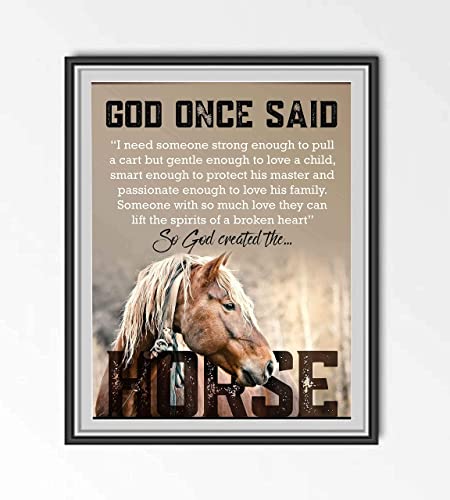 "So God Created the Horse" Inspirational Wall Art Sign-8 x 10"