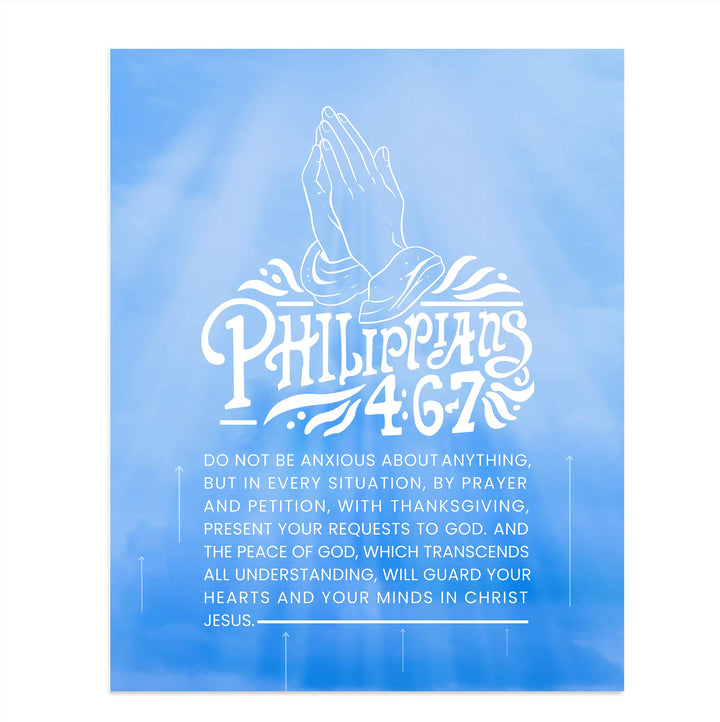 Philippians 4:6-7-"Do Not Be Anxious-Present Your Requests to God"-Bible Verse Wall Art-8 x 10" Scripture Poster Print-Ready To Frame. Christian Home-Office-Church D?cor. Great Reminder to Pray!