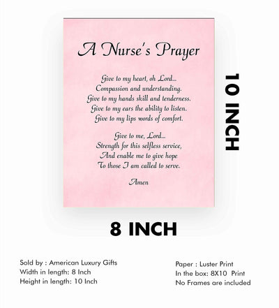 A Nurse's Prayer Inspirational Christian Wall Art -8 x 10" Modern Typographic Poster Print-Ready to Frame. Home-Office-Nursing School-Clinic Decor. Great Gift of Inspiration for All Nurses!