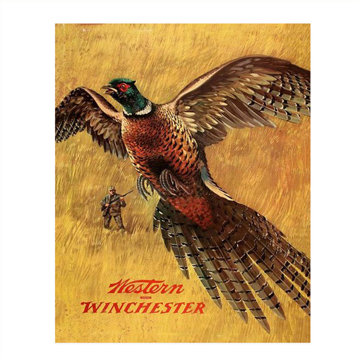 Western Winchester Pheasant- Wall Art Sign- 8 x 10"- Gun Sign Replica Print-Ready to Frame. Home-Lodge-Camp-D?cor. Perfect Retro Decor Addition For Hunting &amp; Winchester Fans.