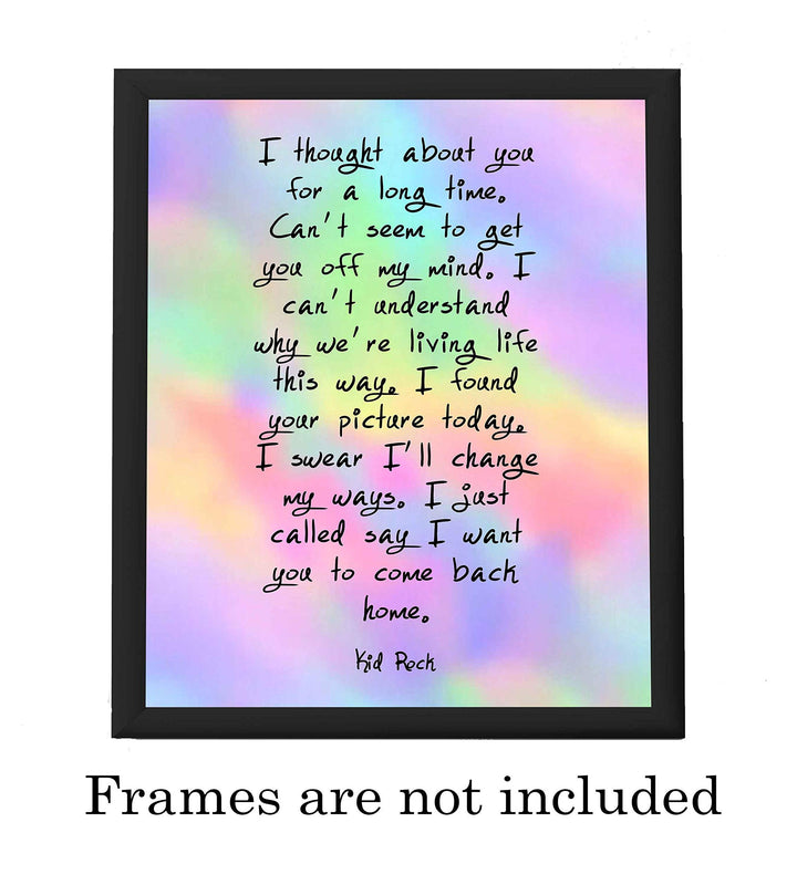 Kid Rock &amp; Sheryl Crow-"Picture" Song Lyrics Wall Art Sign -8 x 10" Rock Music Poster Print-Ready to Frame. Greatest Hits Album Songs. Perfect Home-Studio-Bar-Fan Decor. Great Gift to Rekindle Love!