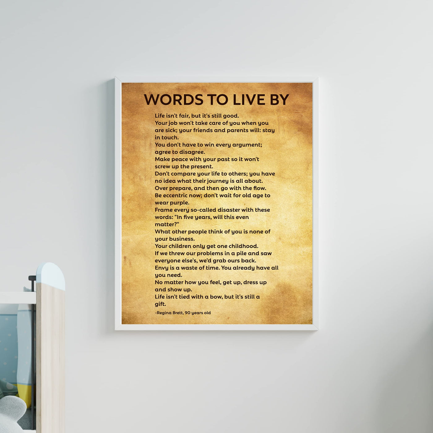 Words To Live By Motivational Quotes Wall Sign -11 x 14" Modern Inspirational Art Print -Ready to Frame. Great Sign for Home-Office-School Decor. Perfect Life Lessons for All!