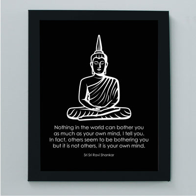 Nothing Can Bother You As Much As Your Own Mind- Inspirational Quotes Wall Art- 8 x 10" Spiritual Poster Print with Buddha Image-Ready to Frame. Home-Office-Studio-Spa Decor. Perfect Zen Gift!