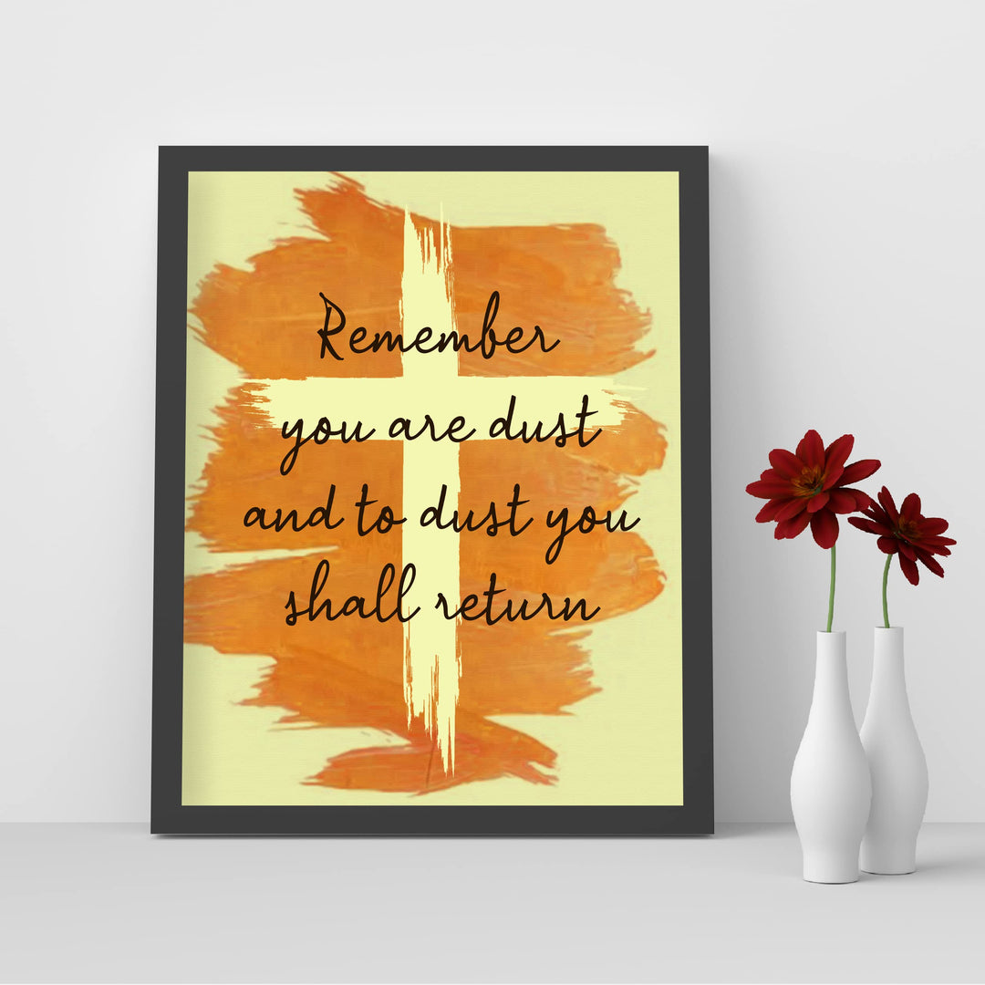 "You Are Dust &amp; To Dust You Shall Return"- Bible Verse Cross Wall Art -8 x 10" Christian Scripture Print -Ready to Frame. Home-Office-Church Decor. Genesis 3:19. Great Religious Gift of Faith!