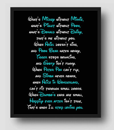 What's Mickey Without Minnie- Love Poem Wall Art Decor -11 x 14" Cute Disney Characters Poetry Print -Ready to Frame. Modern Typographic Design. Romantic Gift for Spouse-Partner-Newlyweds!