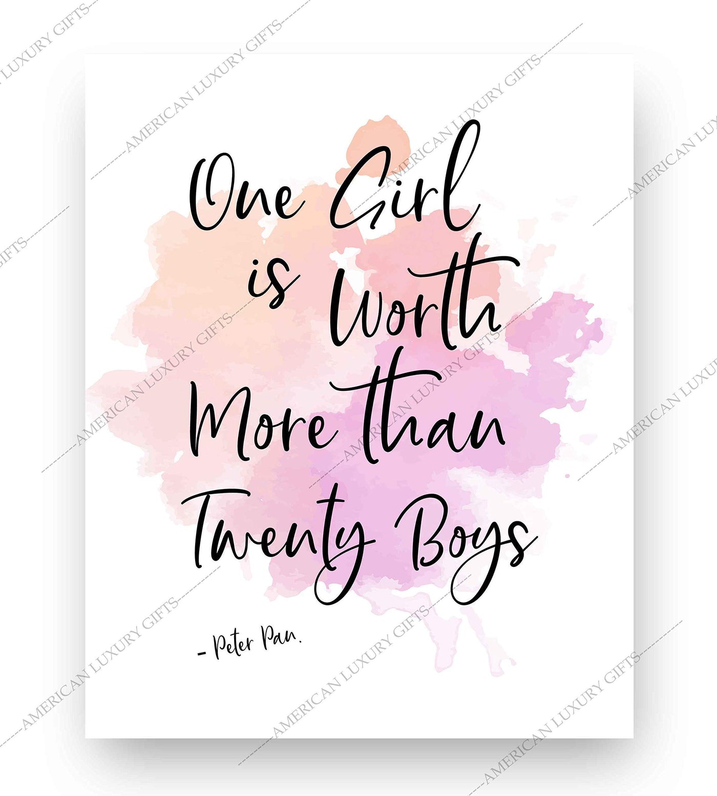 Peter Pan Quotes Wall Art-"One Girl Is Worth Twenty Boys" -8 x 10" Inspirational Typographic Art Print-Ready to Frame. Perfect Decor for Home-Bedroom-Nursery. Great Gift for All Disney Fans!
