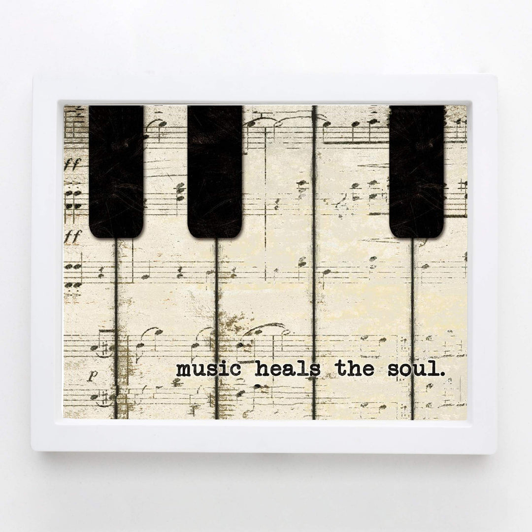 Music Heals The Soul- 8 x 10 Wall Art Print- Ready To Frame Typography Print of Piano Keys. Home Decor- Music Decor. Perfect for Musicians, Studios &amp; Everyone Soothes their Soul with Great Sounds!