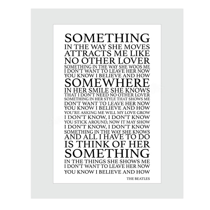 The Beatles Song Lyrics Wall Art-"Something In The Way She Moves" 11 x 14" Art Matted Print-Ready to Frame. Retro Home-Office-Cave D?cor. Perfect Love Song Gift for Beatles Fans &amp; Inspiration.