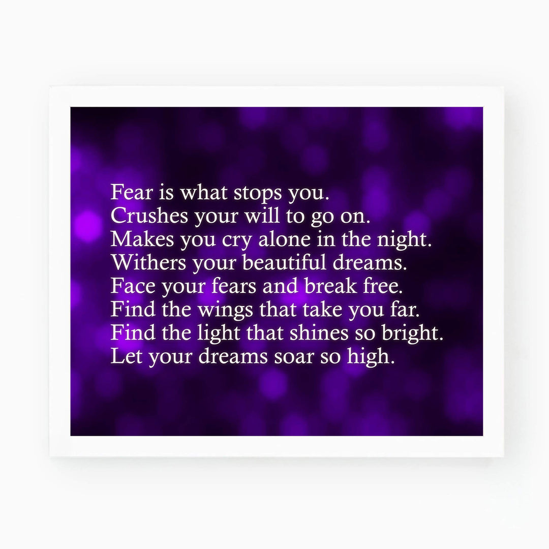 Face Your Fears &amp; Break Free Motivational Quotes Wall Art -10 x 8" Inspirational Poster Print-Ready to Frame. Modern Home-Office-School-Dorm Decor. Perfect Sign for Motivation! Great Advice!