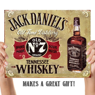 Jack Daniels Old No. 7-Vintage Wall Art- 10x8"-Distressed Sign Replica Print-Ready to Frame. Must Have For Kentucky Bourbon Whiskey Fans. Retro Man Cave-Dorm-Bar-Garage Decor. Printed on Photo Paper.