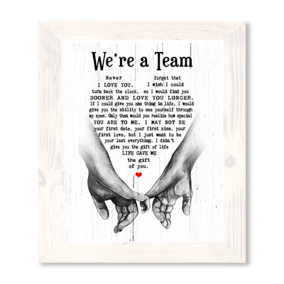 "We're A Team" Wedding Quotes Wall Art Decor -8 x 10" Inspirational Love & Marriage Print -Ready to Frame. Romantic Wedding Table & Anniversary Gift for Husband, Wife, Newlyweds & Couples!