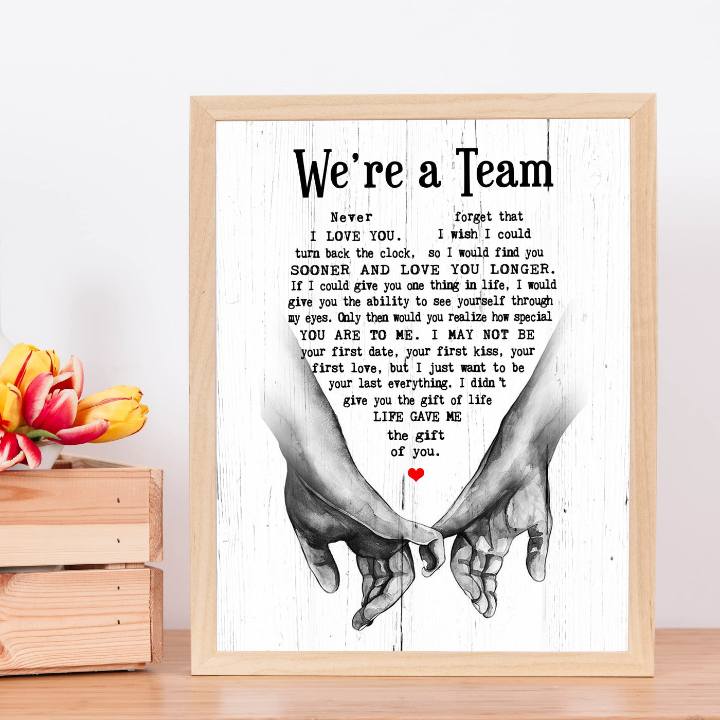 "We're A Team" Wedding Quotes Wall Art Decor -8 x 10" Inspirational Love & Marriage Print -Ready to Frame. Romantic Wedding Table & Anniversary Gift for Husband, Wife, Newlyweds & Couples!