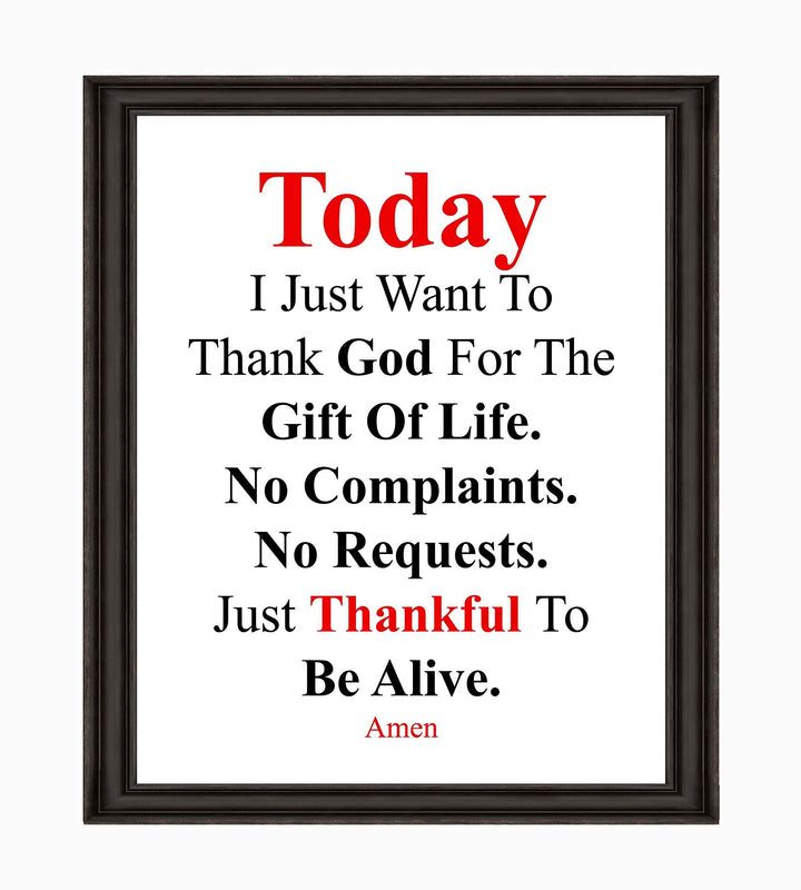 Today I Just Want To Thank God Prayer Wall Art Sign -8 x 10" Modern Typographic Poster Print-Ready to Frame. Inspirational Decor for Home-Office-Church. Perfect Christian Gift! Give Thanks to God!