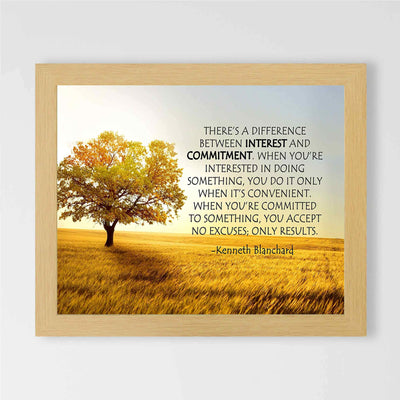 Difference Between Interest and Commitment Motivational Quotes Wall Art -10 x 8" Inspirational Poster Print-Ready to Frame. Modern Typographic Design. Perfect Home-School-Office-Desk D?cor!