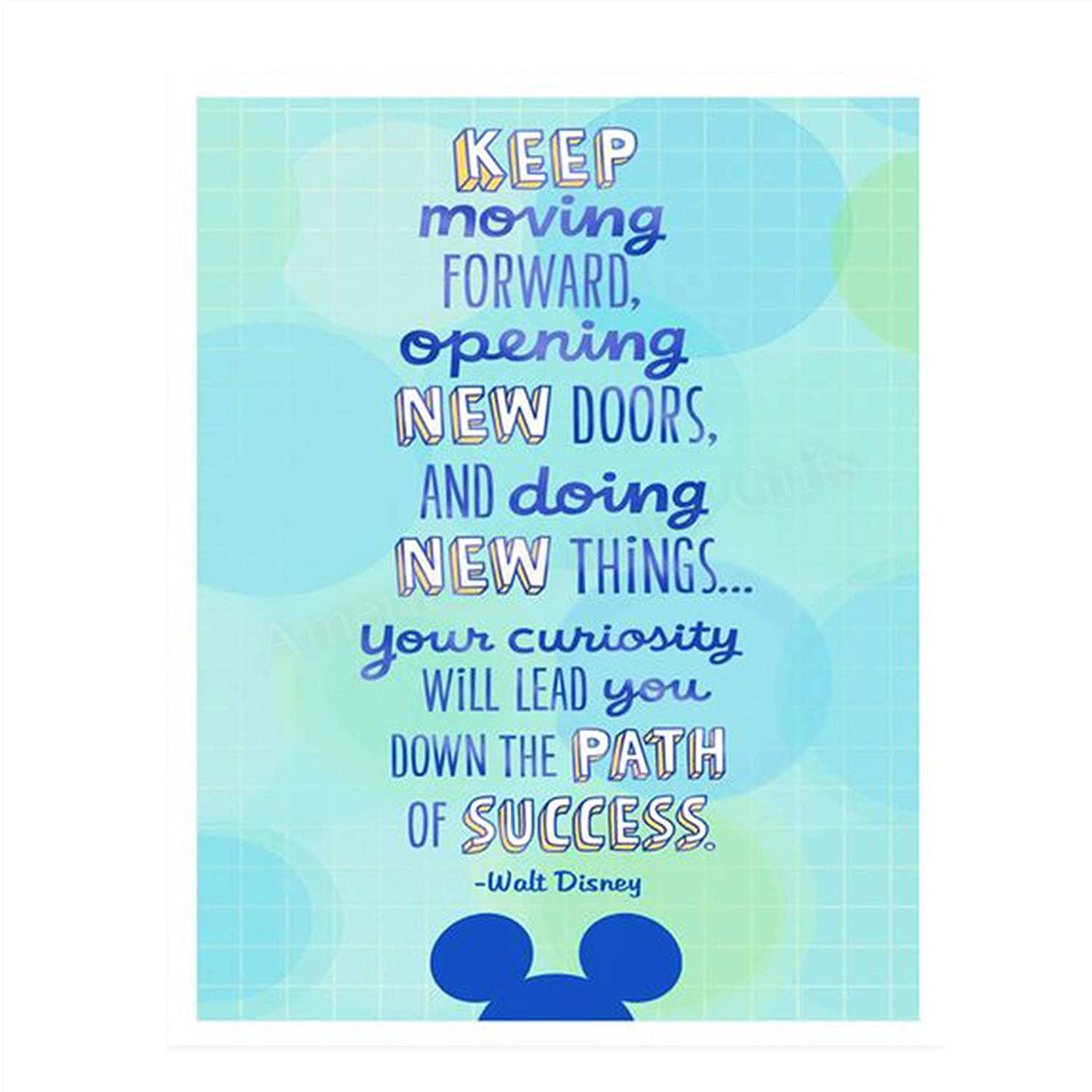 Walt Disney Quotes Wall Art- “Keep Moving Forward To Success!”- 8 x 10"