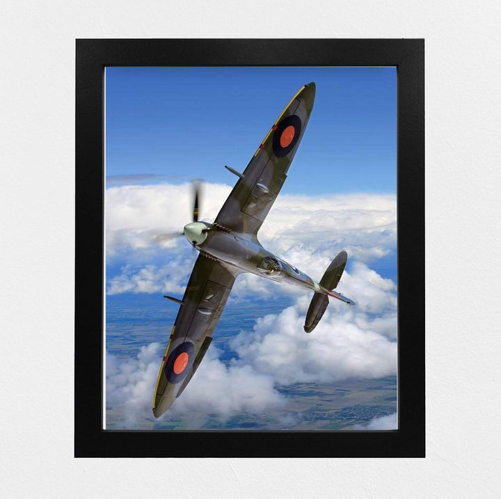 Supermarine Spitfire MK IX -British Fighter Jet Poster Print -8x10" Military Aircraft Wall Decor Image-Ready to Frame. Home-Office-Military School Decor. Perfect Sign for Game Room-Garage-Cave Decor!