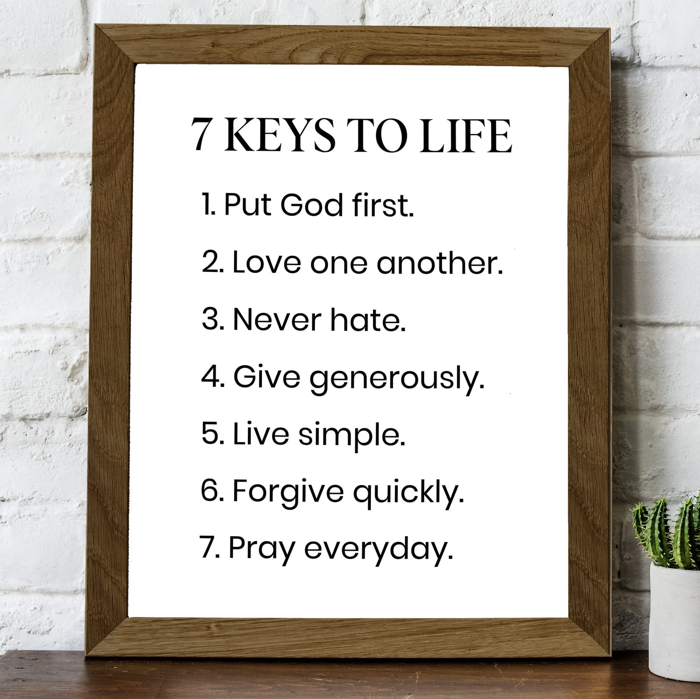 7 Keys to Life -Put God First Inspirational Quotes Wall Sign -8 x 10" Motivational Christian Poster Print -Ready to Frame. Positive Home-Office-Classroom-Church Decor. Perfect Life Lessons for All!
