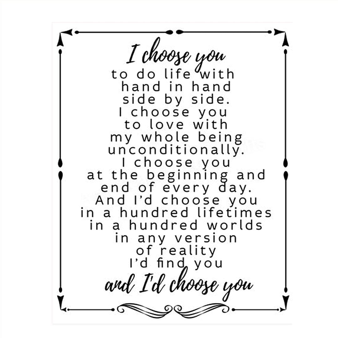 "I Choose You To Do Life With"- Love &amp; Marriage Vow Print- 8 x 10"