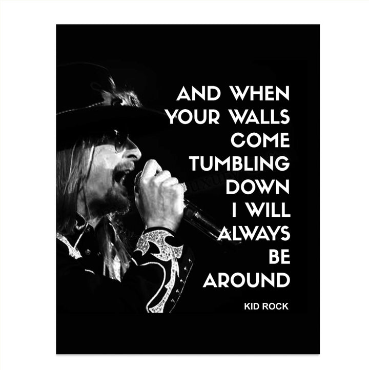 When The Walls Come Tumbling Down-Kid Rock"Only God Knows Why" Song Lyrics Wall Art -8 x 10" Rock Music Poster Print-Ready to Frame. Home-Office-Studio-Bar-Cave Decor. Perfect Gift for Fans!