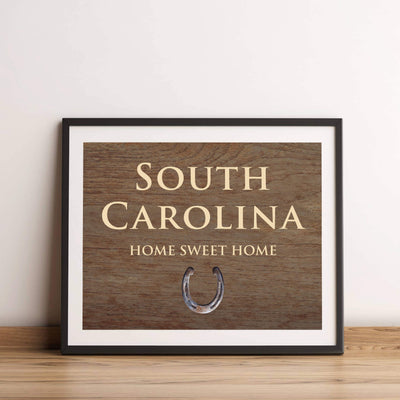 South Carolina-Home Sweet Home Inspirational Family Wall Art-10x8" Country Rustic State Print-Ready to Frame. Home-Office-Welcome-Farmhouse Decor. Great Housewarming Gift! Printed on Photo Paper.