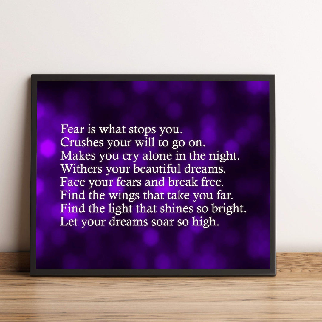 Face Your Fears &amp; Break Free Motivational Quotes Wall Art -10 x 8" Inspirational Poster Print-Ready to Frame. Modern Home-Office-School-Dorm Decor. Perfect Sign for Motivation! Great Advice!