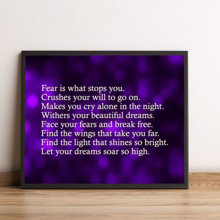 Face Your Fears &amp; Break Free Motivational Quotes Wall Art -10 x 8" Inspirational Poster Print-Ready to Frame. Modern Home-Office-School-Dorm Decor. Perfect Sign for Motivation! Great Advice!