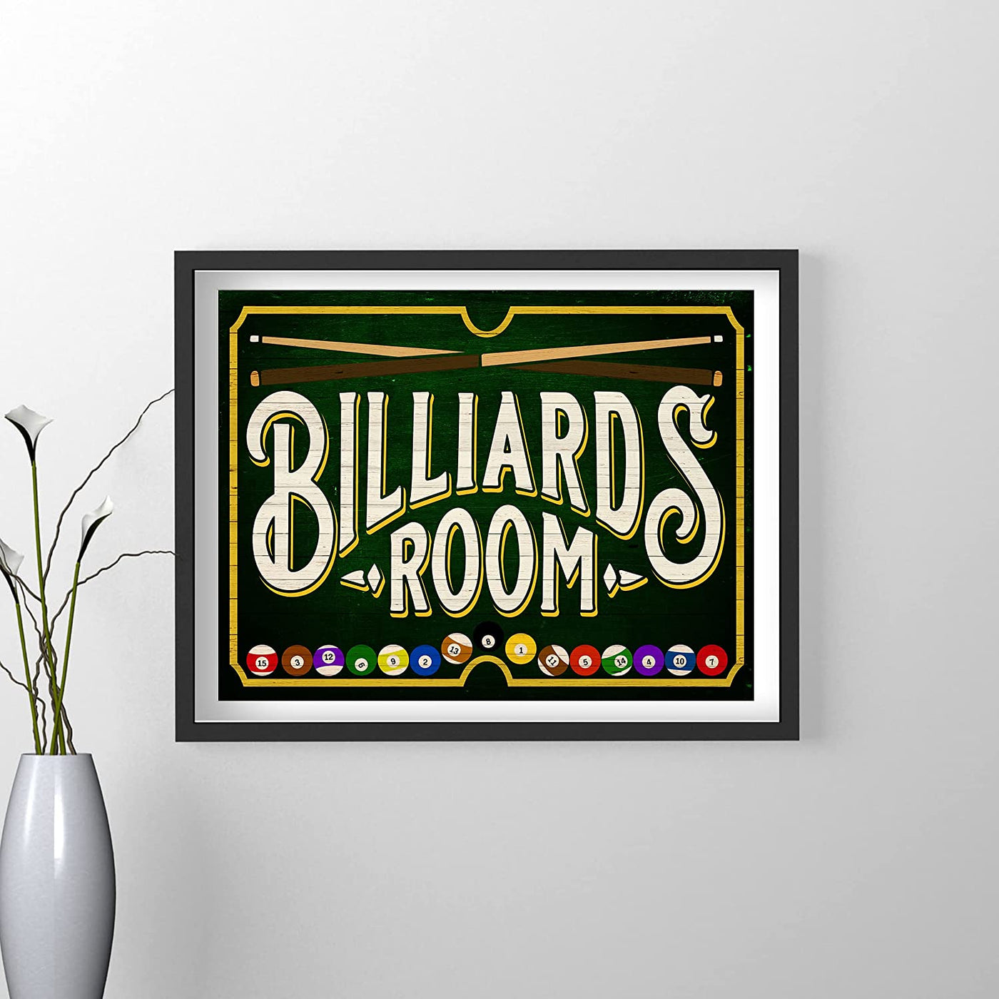 "Billiards Room" -Vintage Pool Room Sign - 14 x 11"