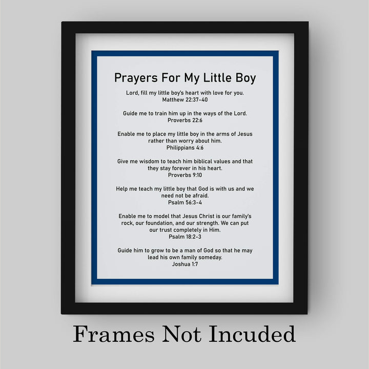 Prayers for My Little Boy Bible Verse Wall Art -8 x 10" Christian Scripture Print-Ready to Frame. Inspirational Decoration for Home-Family-Boys Bedroom-Nursery Decor. Perfect Baby Shower Gift!