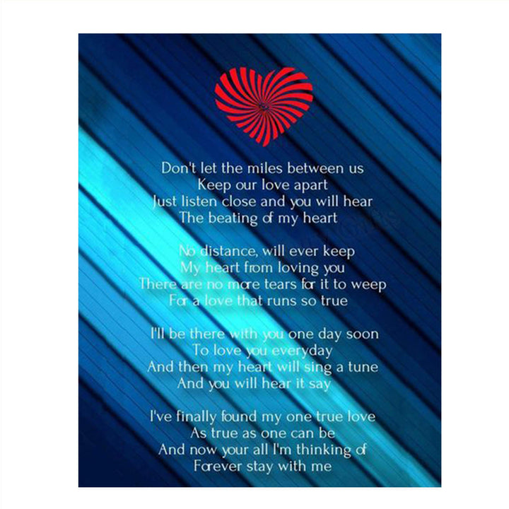 Miles Between Us- Love Letter-Wall Art Print-8 x 10" Wall Decor-Ready to Frame. Modern Typographic Print. Home-Bedroom-Romantic Decor. Let Your True Love Know the Distance Will Not Stop You.