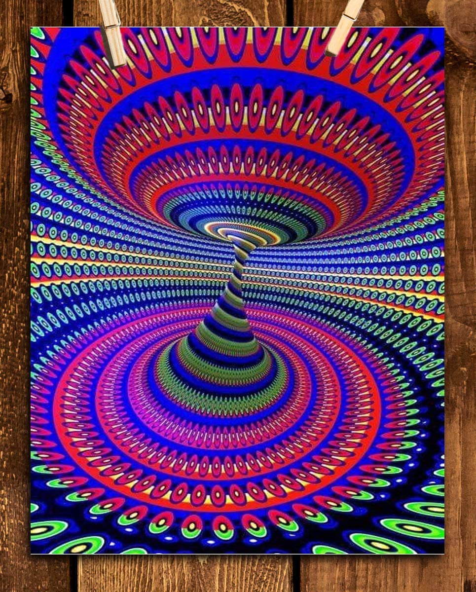 Psychedelic Spirals Up &amp; Down- Optical Illusion Print. 8 x 10"- Abstract Wall Art-Ready to Frame. Modern Home-Studio-Office-Dorm D?cor. Very Trippy &amp; Cool Gift for Illusion Art Fans.